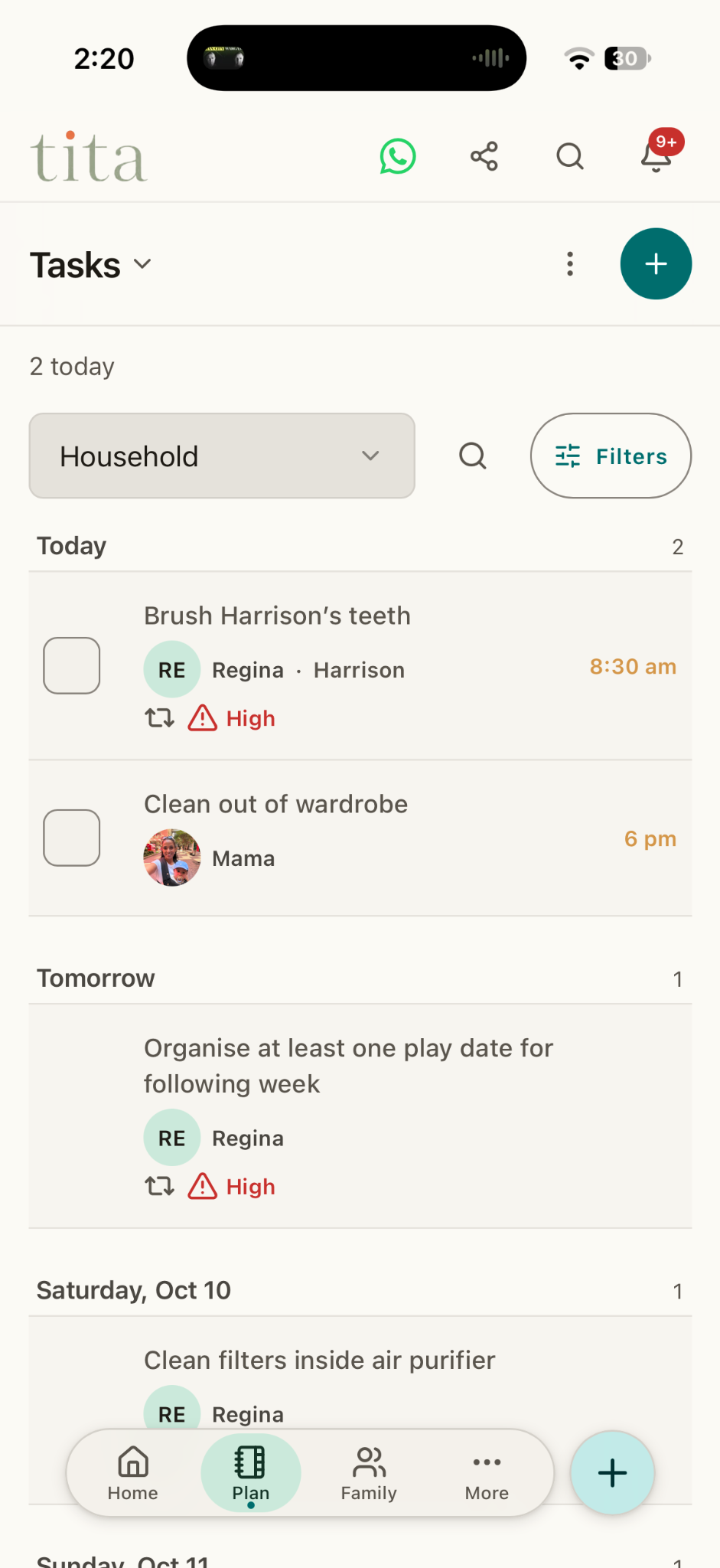 Tita Tasks screen